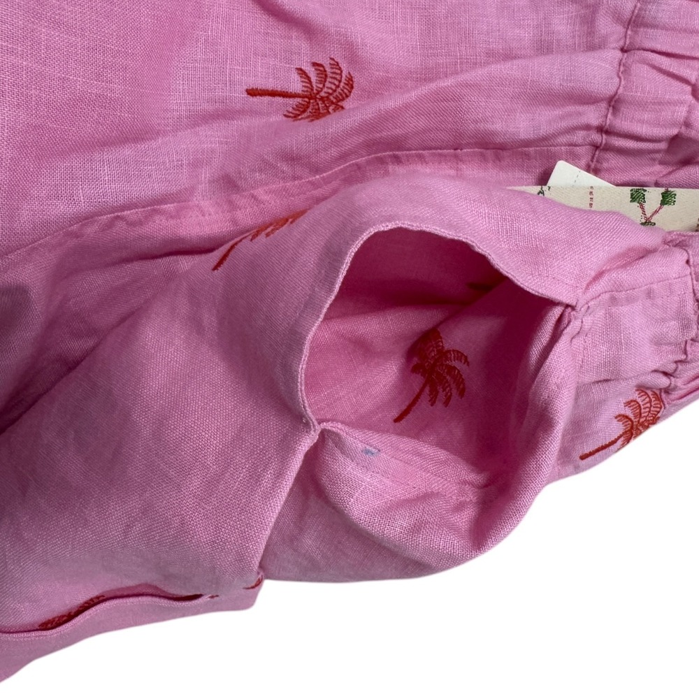 Farm Rio Anthropologie Womens Shorts S Pink Linen Palm Tree Embroidered NWT - Picture 6 of 9
